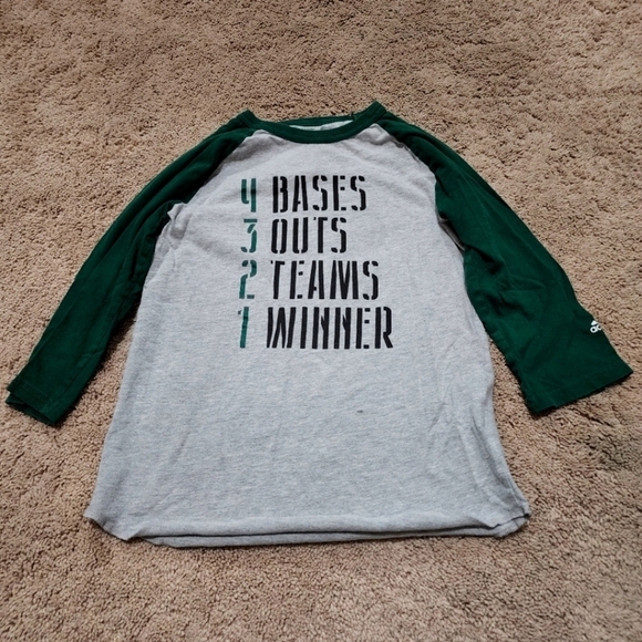 adidas Other - Adidas Gray with green sleeves baseball raglan 3/4 long sleeve shirt Size M